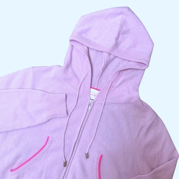 Brodie Cashmere Tops - Brodie Cashmere Lilac Purple Silver Heart Zip Up Hoodie Sweater Womens M Luxury